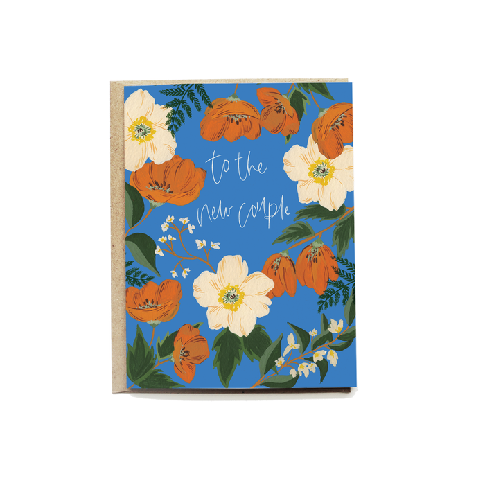 Cobalt Poppy Wedding Card
