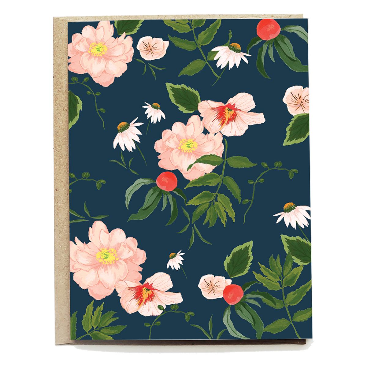 Navy Peony Blank Card | Joyce