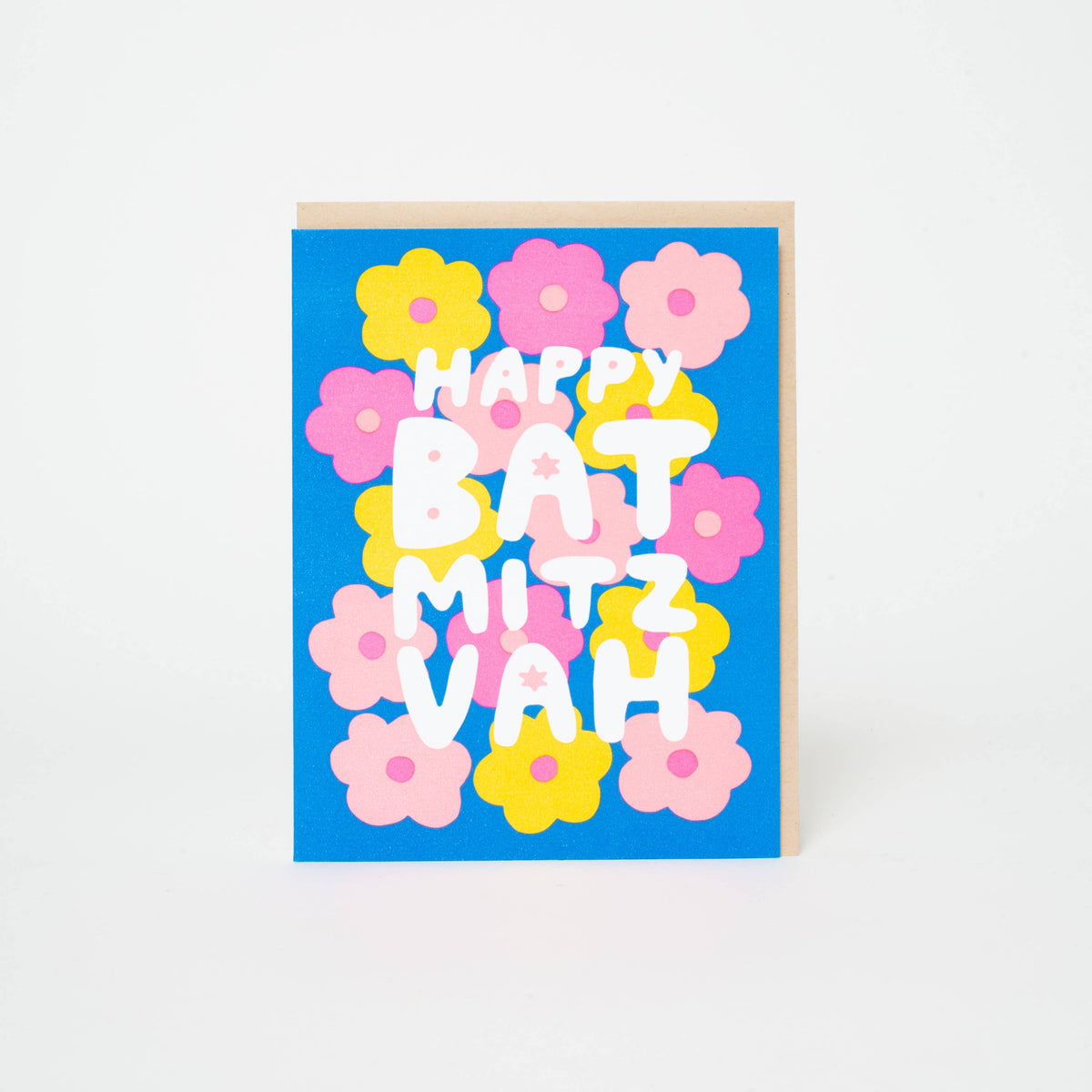 Bat Mitzvah Flowers Letterpress Greeting Card by Suzy Ultman