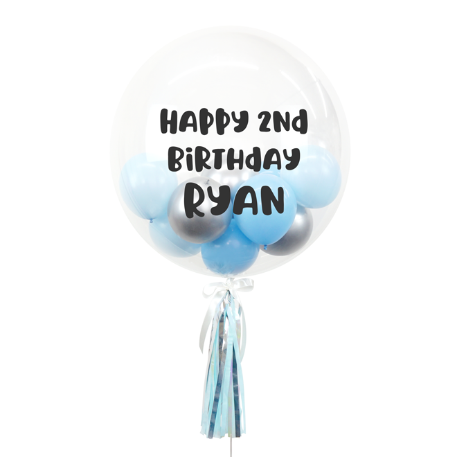 20" or 24" Bespoke Bubble Balloon in Blue and Silver colour.