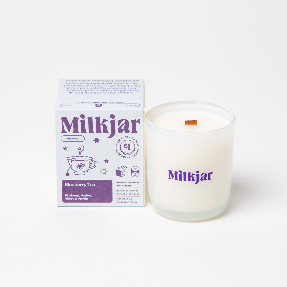 Milk Jar Candle - Blueberry Tea