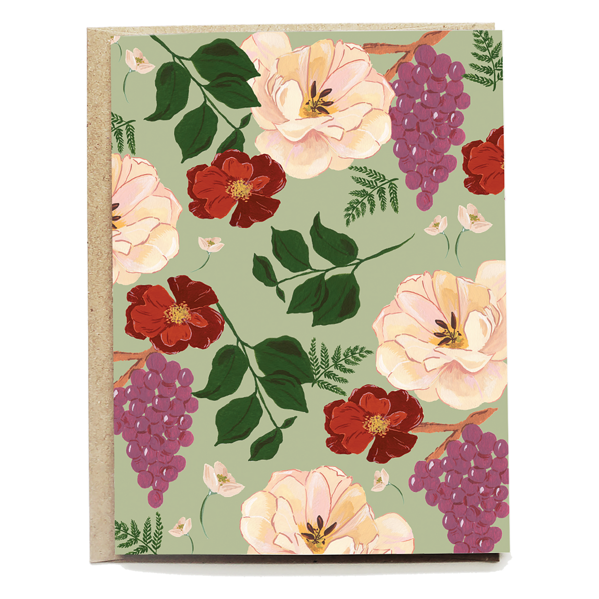 Sage Rose and Grape Blank Card | Josephine