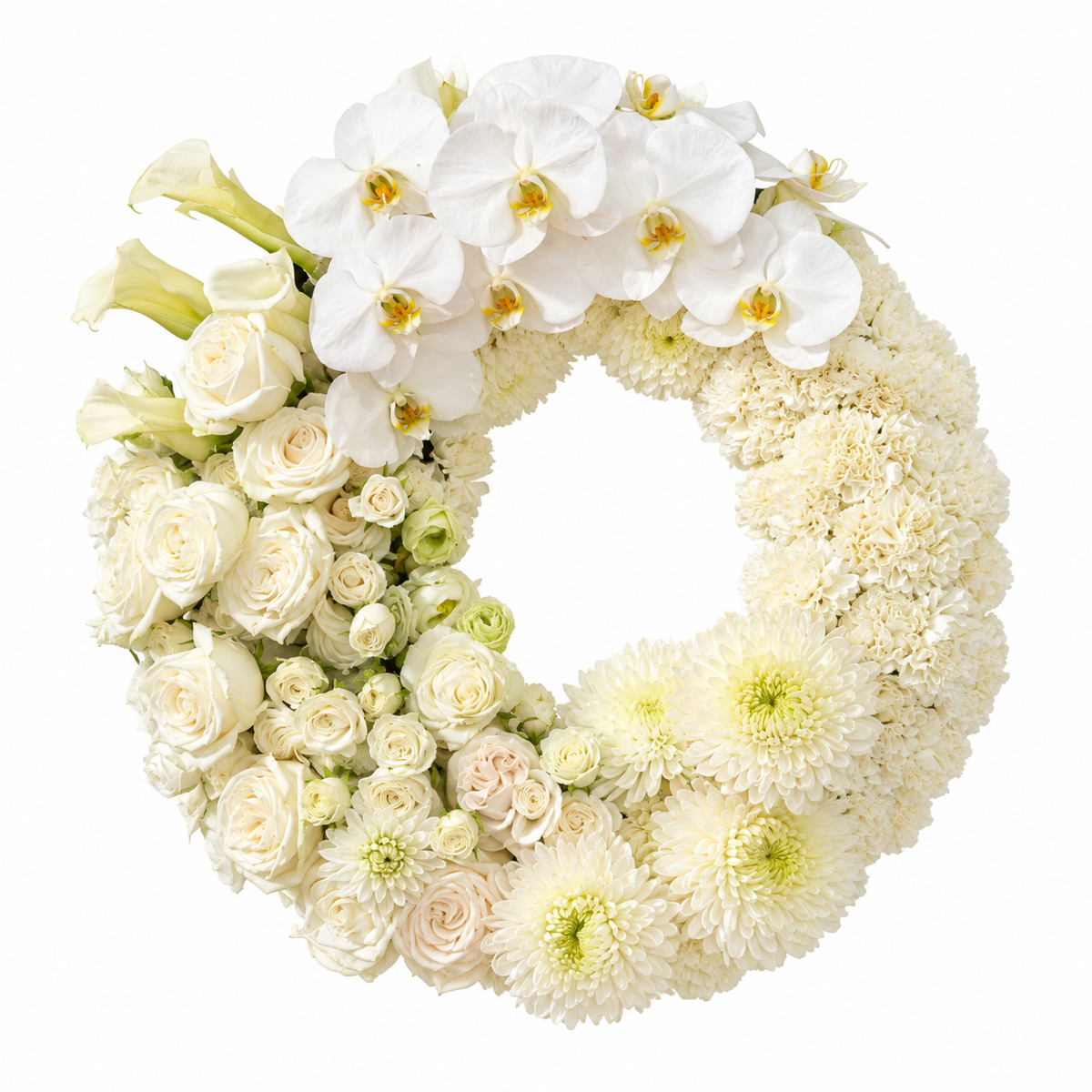 Serene luxury white sympathy wreath – BERRY BLUSH Toronto
