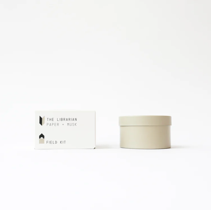 The Librarian Tin Candle- Paper + Musk