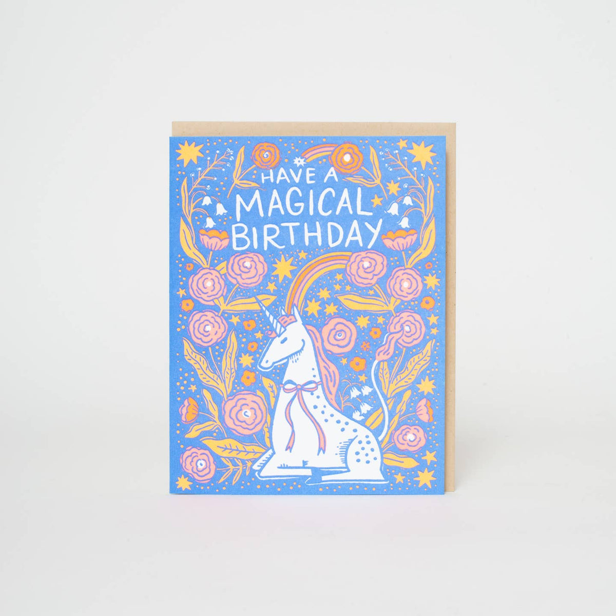 Birthday Folk Unicorn Letterpress Card