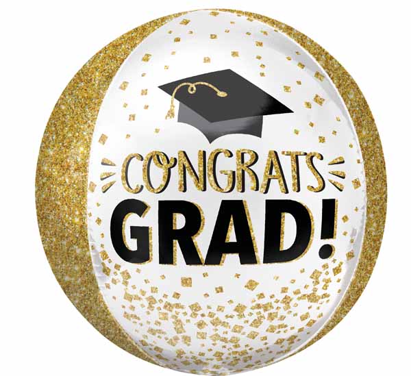 16" Orbz Congrats Grad Gold Glitter