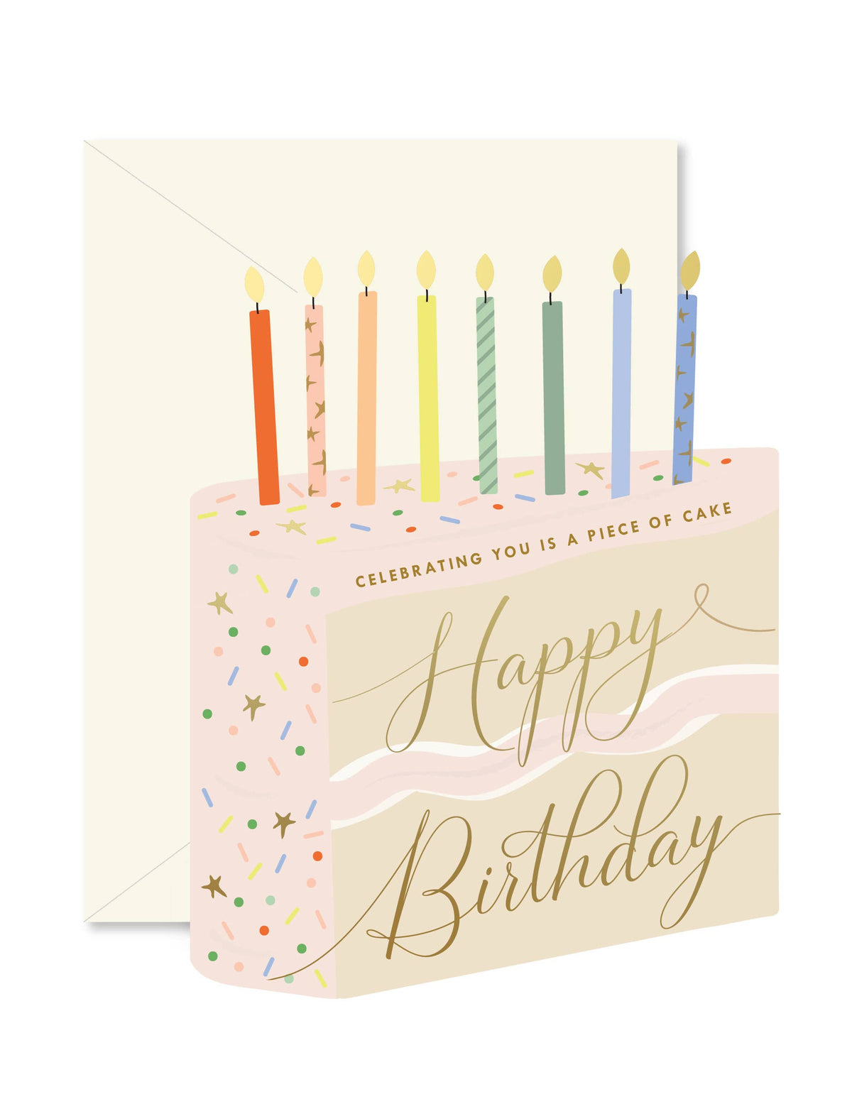 Piece of Birthday Cake die-cut folded Greeting Card
