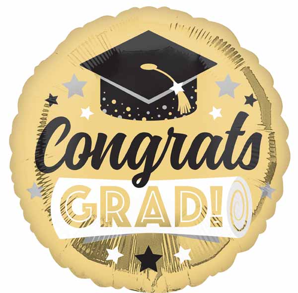 18" CONGRATS GRAD SHINY GOLD