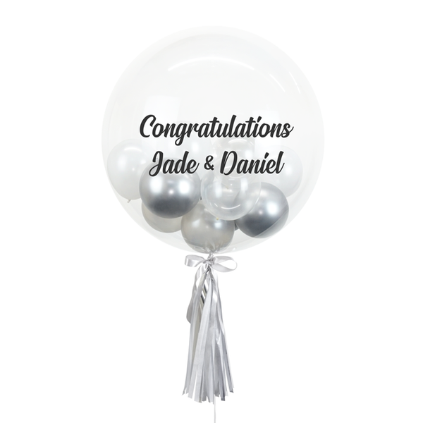 20" or 24" Bespoke Bubble Balloon in Silver White colour. 