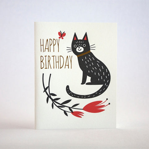 Birthday Flower Cat Card