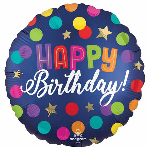 18" Happy Birthday Blue Confetti
