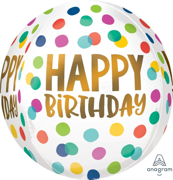 16" Orbz Happy Birthday Colour Dots