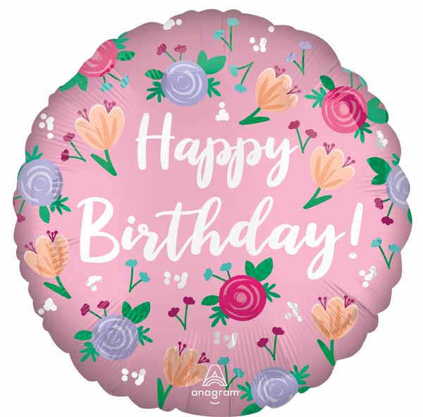 18" Satin Happy Birthday Peony