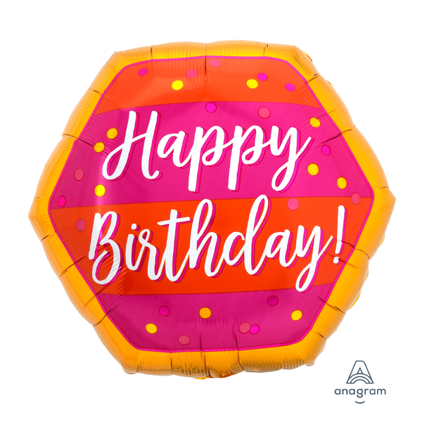23" Orange & Pink Stripe Birthday